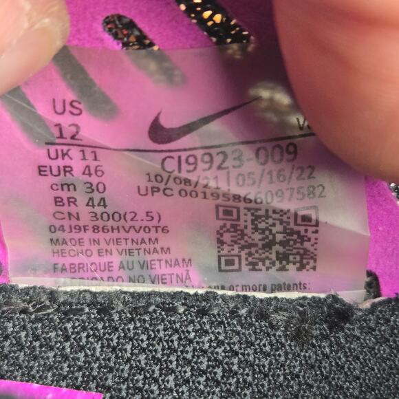 Nike Mens 12 Air Zoom Tempo Next% Flyknit Black Flash Crimson Road Running Shoe - Picture 12 of 12